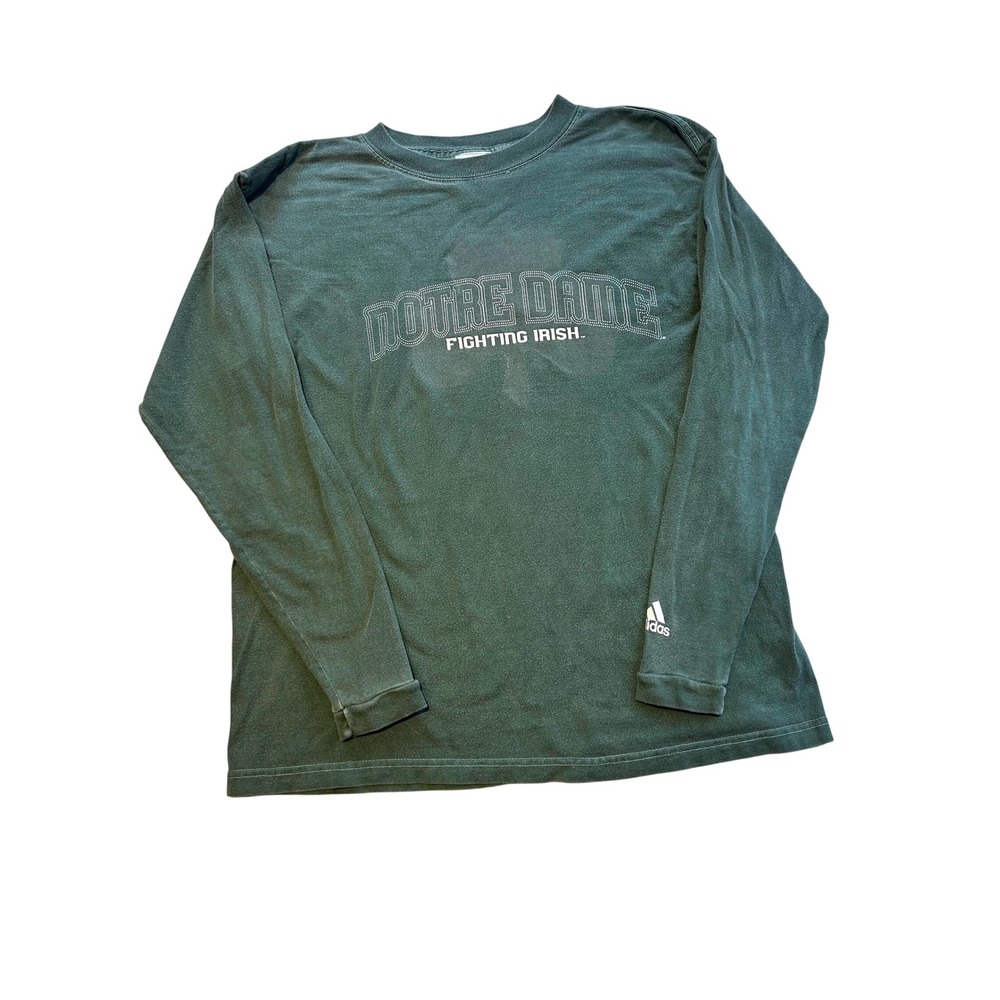 Adidas Mens Notre Dame Fighting Irish Long Sleeve T-Shirt Green Small
